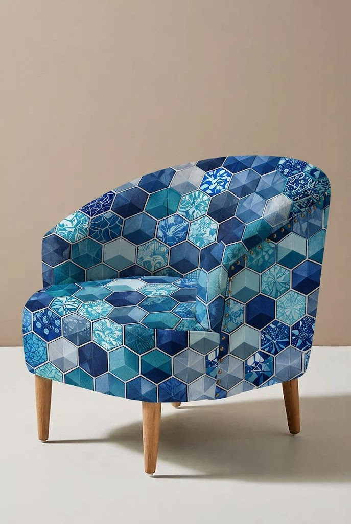 FS102 Blue Cube Geometric Seamless Pattern PNG