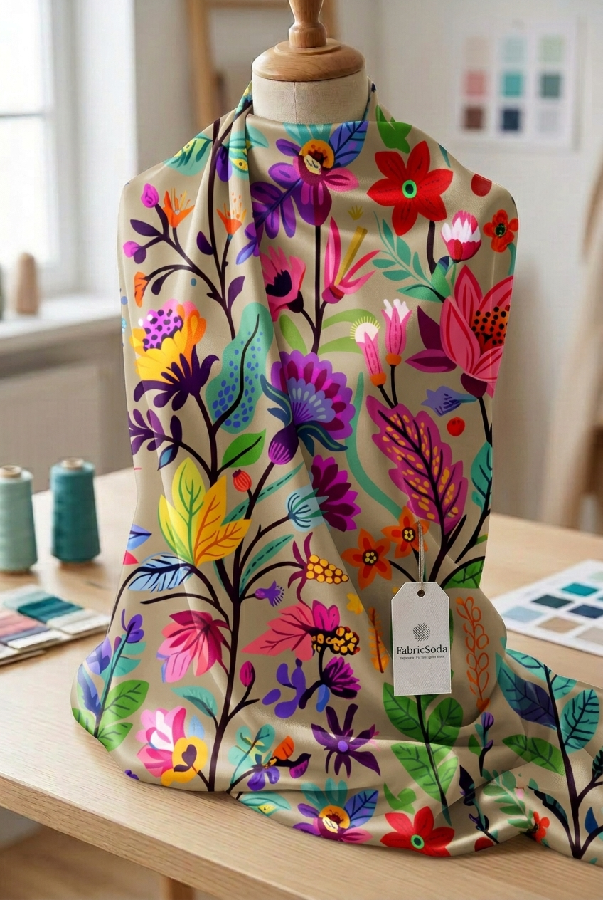 FS100 Wildflower on Beige Seamless Pattern