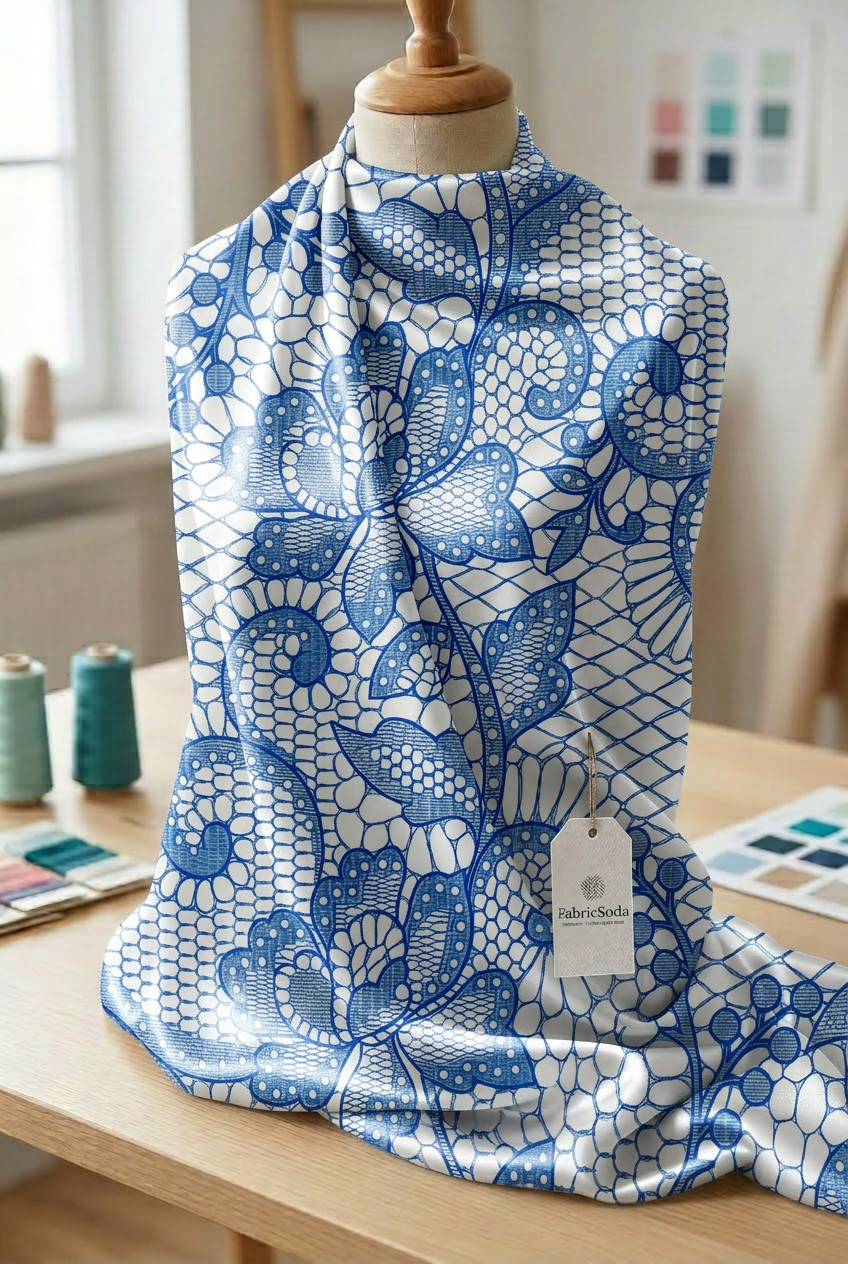 FS109 Blue Floral Lace Seamless Pattern
