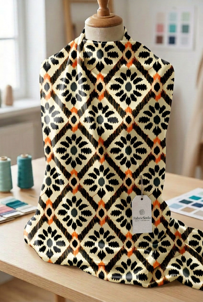 FS103 Ikat Bloom Geometric Seamless Pattern