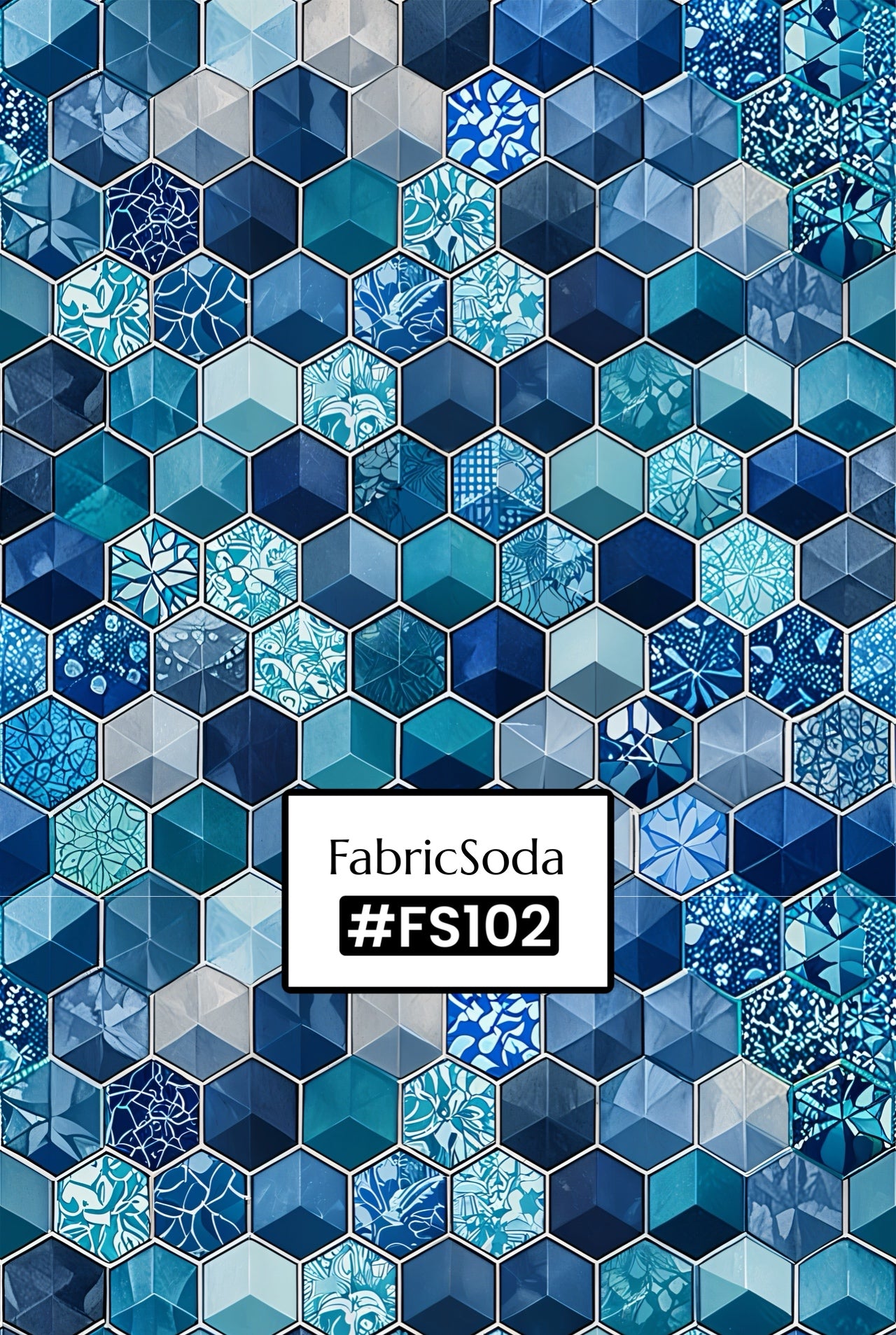 FS102 Blue Cube Geometric Seamless Pattern PNG