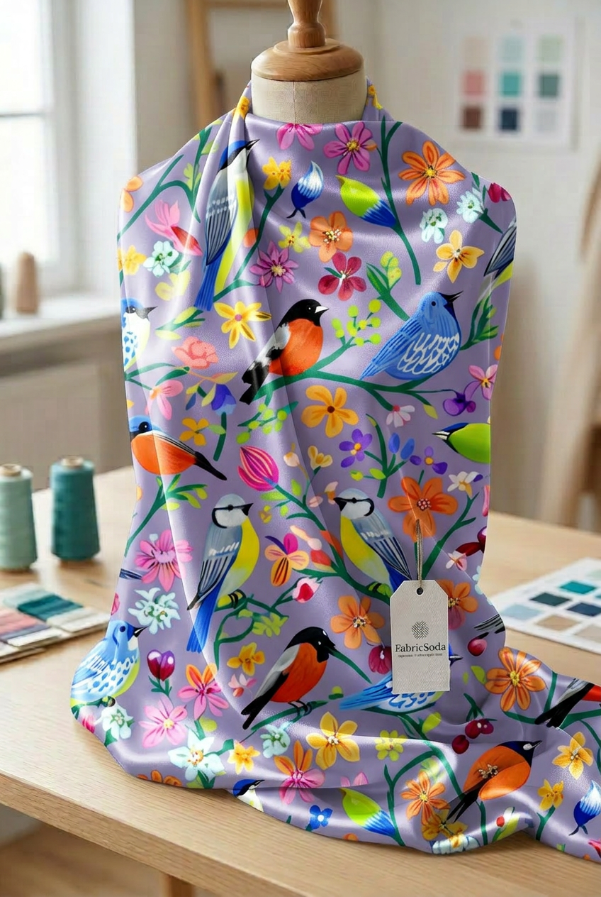 FS097 Vibrant Birds Floral Seamless Pattern