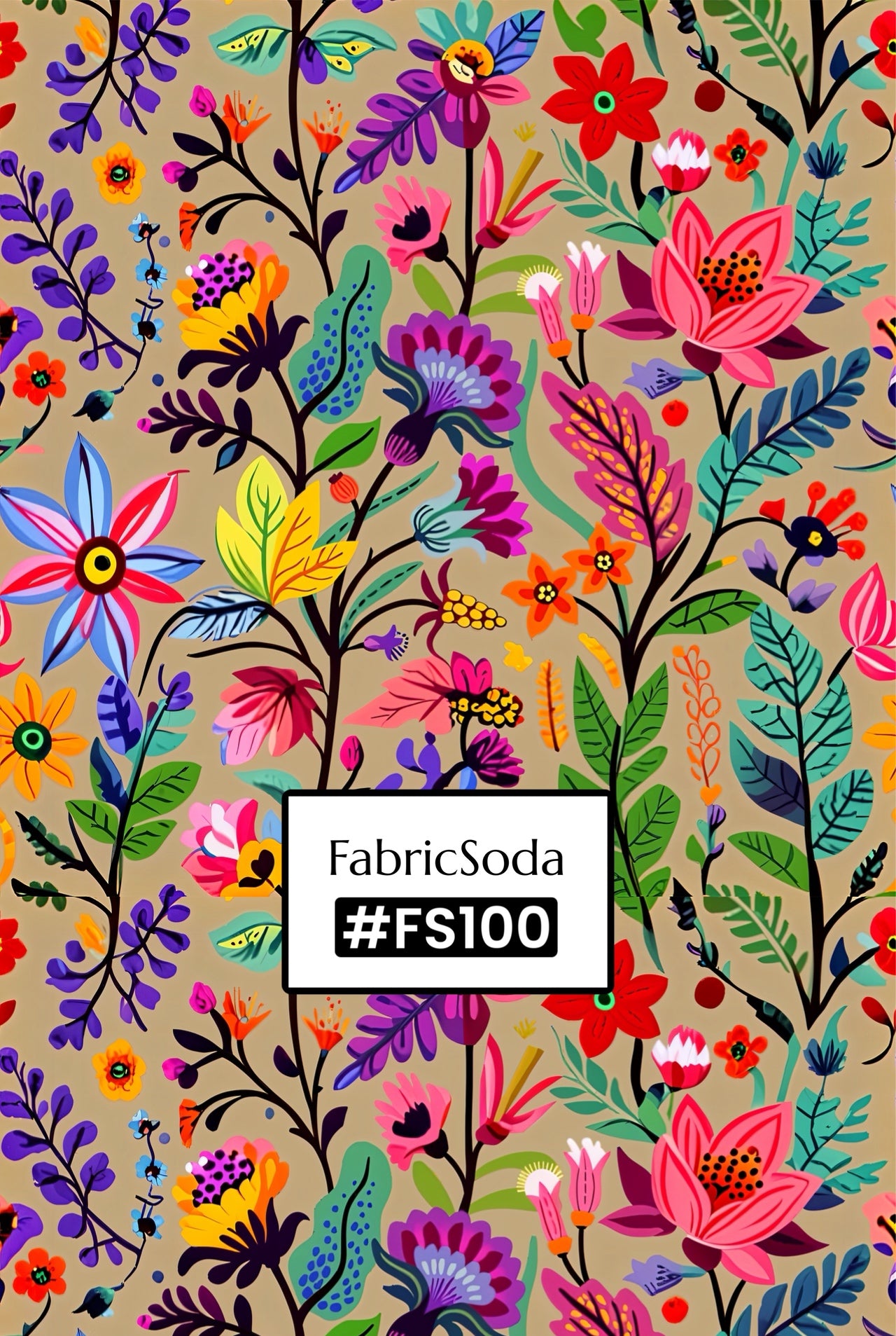 FS100 Wildflower on Beige Seamless Pattern