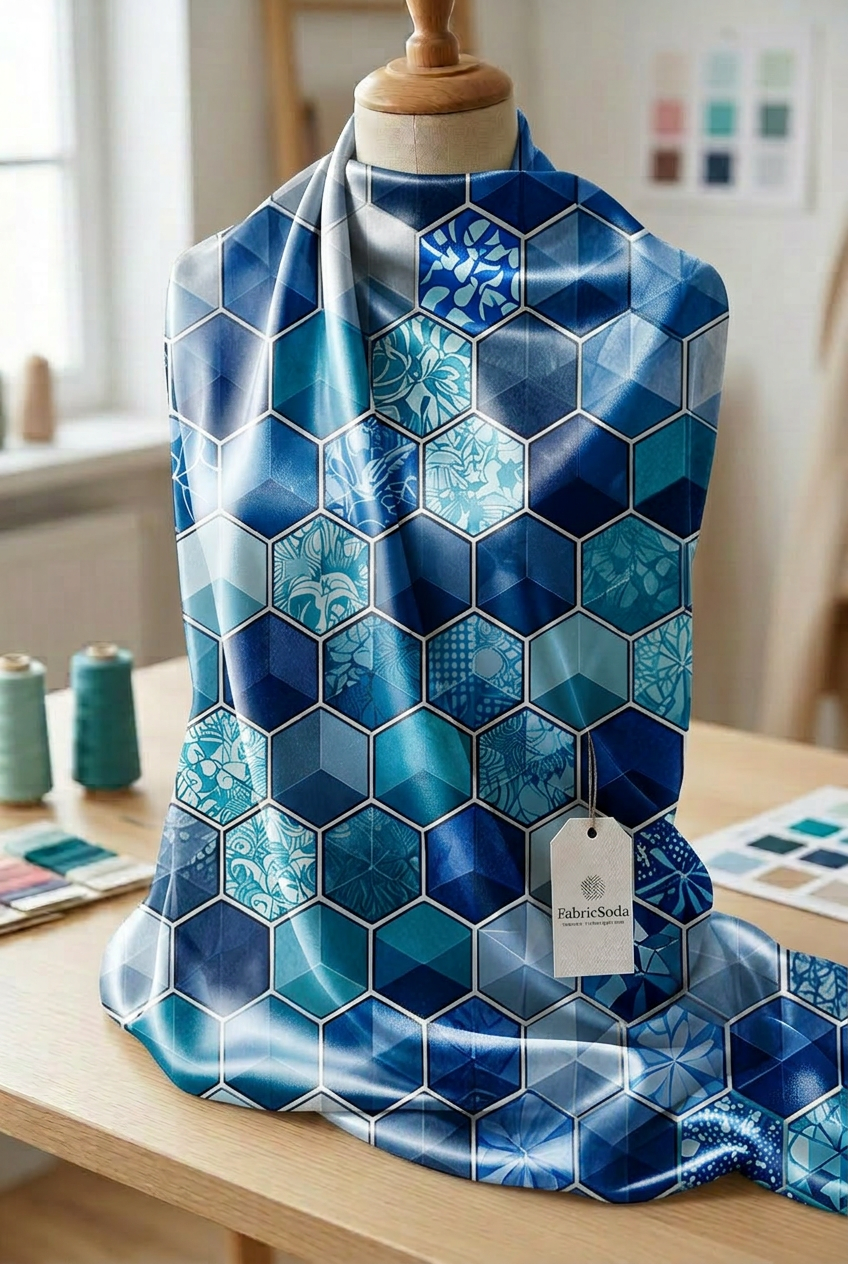 FS102 Blue Cube Geometric Seamless Pattern