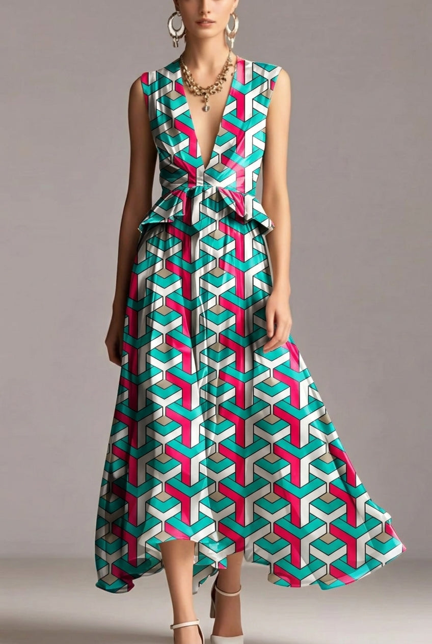 FS003 Green Geometric Y Seamless Pattern
