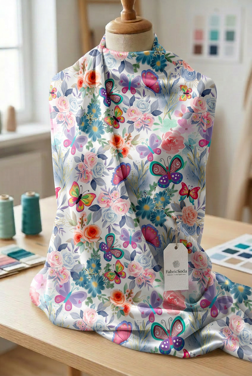 FS009 Watercolour Butterfly Floral Seamless Pattern