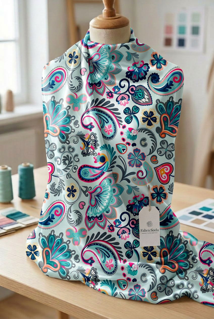 FS013 Blue Paisley Seamless Pattern