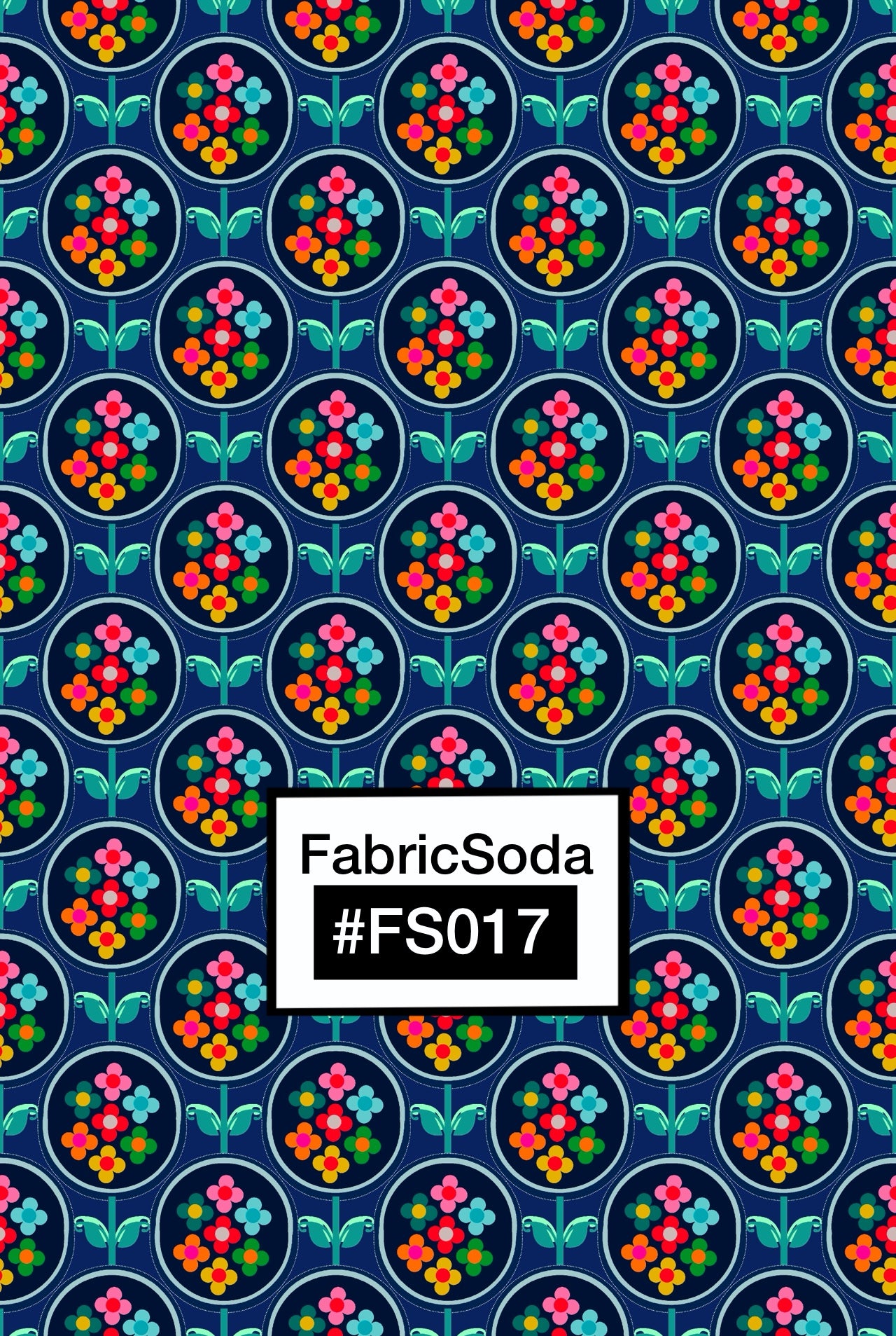 FS017 Navy Geometric Floral Seamless Pattern