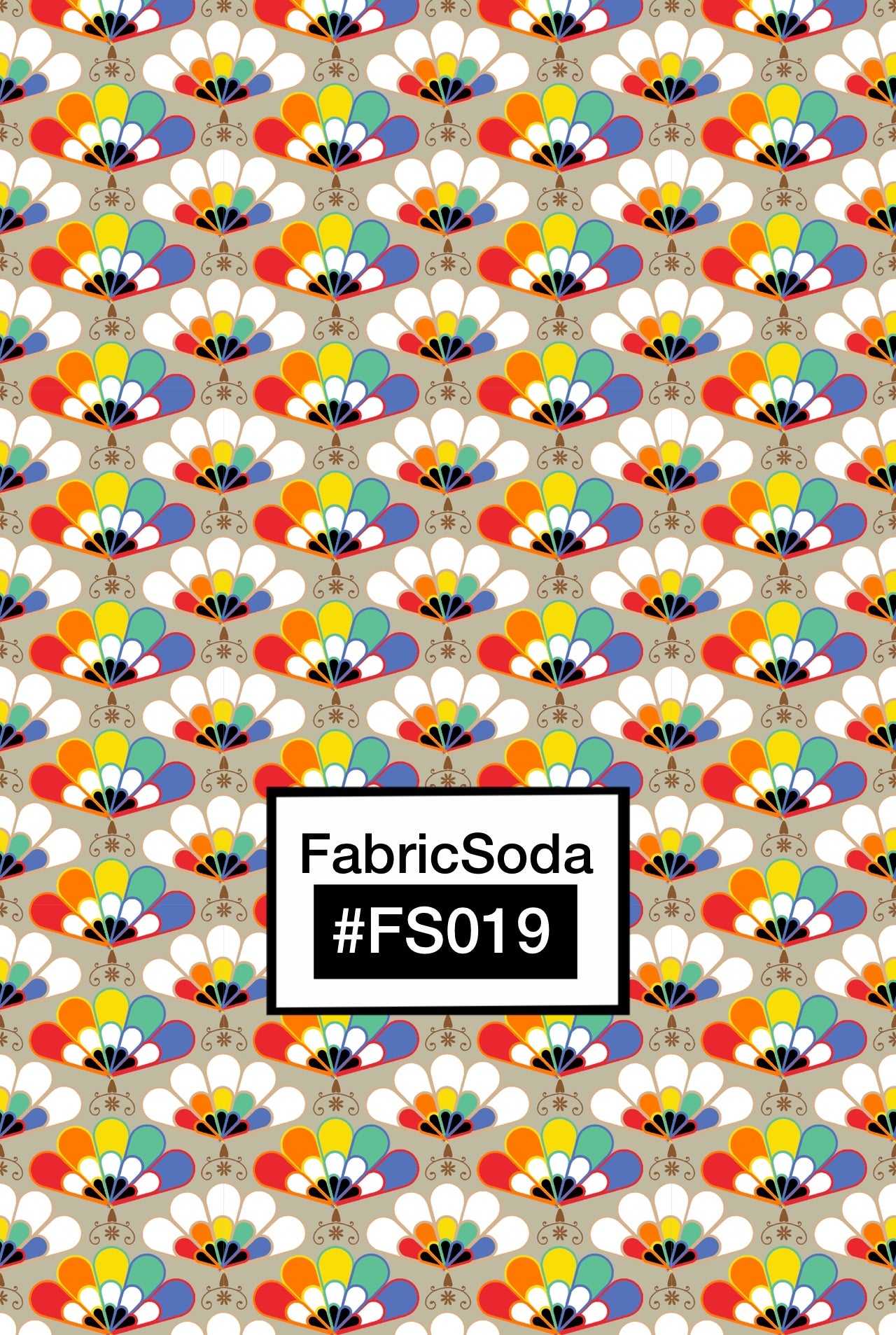 FS019 Beige Japanese Scallops Geometric Seamless Pattern