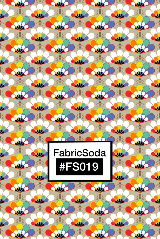 FS019 Beige Japanese Scallops Geometric Seamless Pattern