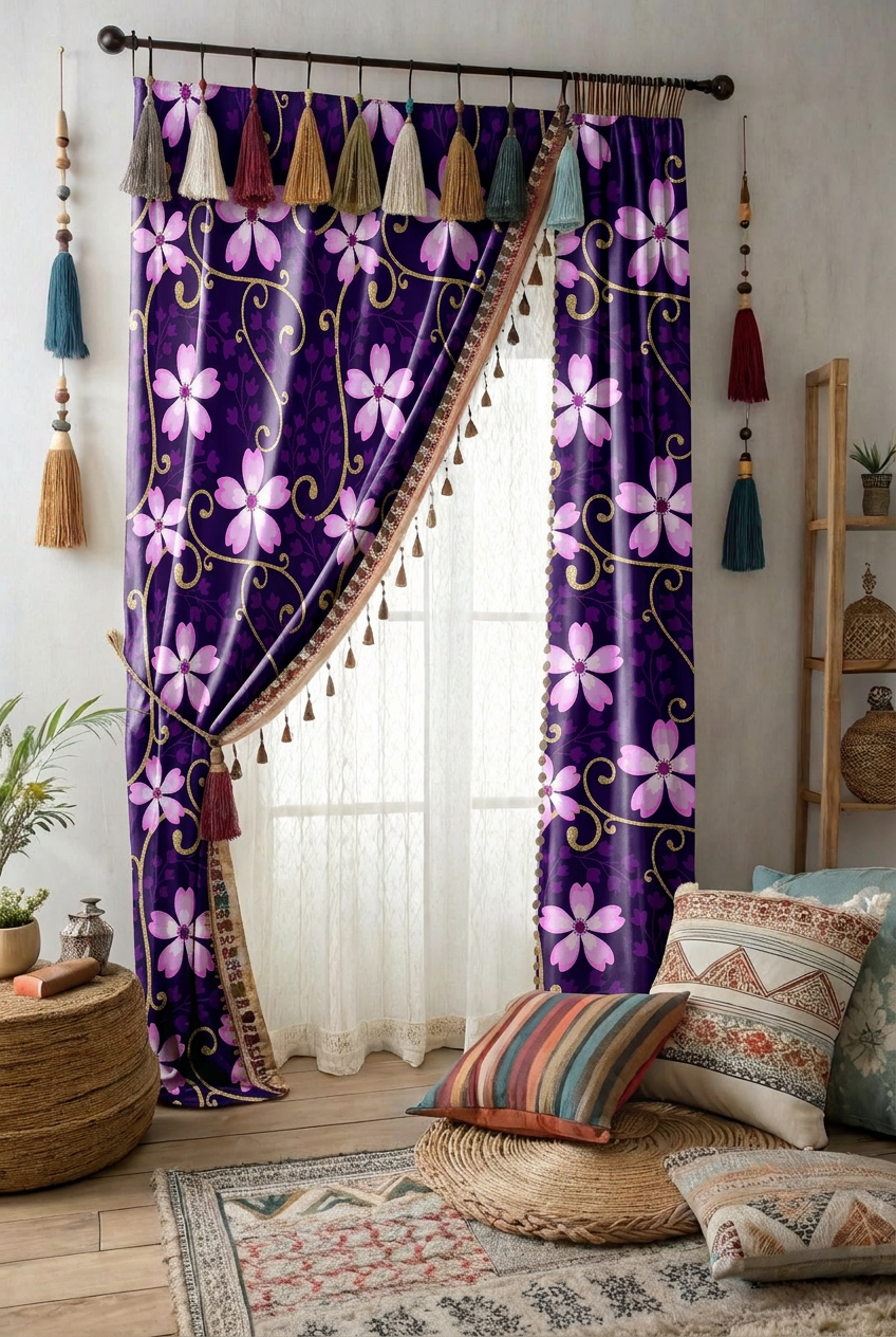 FS020 Purple Floral Seamless Pattern