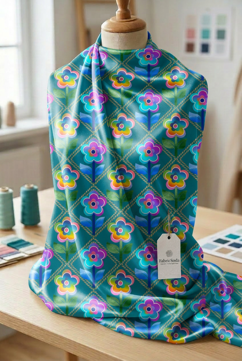 FS021 Blue Green Watercolour Floral Seamless Pattern