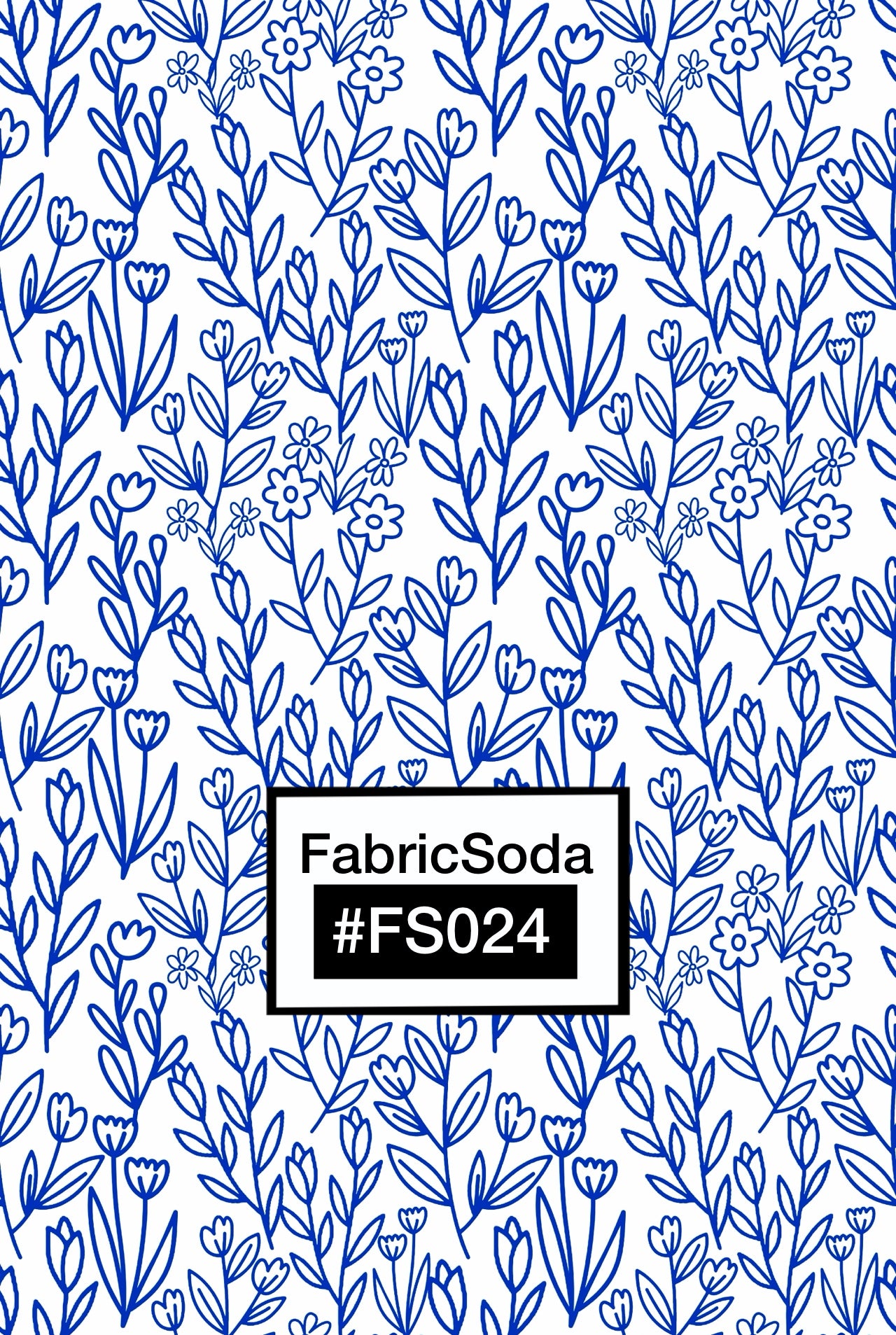 FS024 Blue Line Art Floral Seamless Pattern