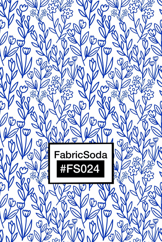 FS024 Blue Line Art Floral Seamless Pattern