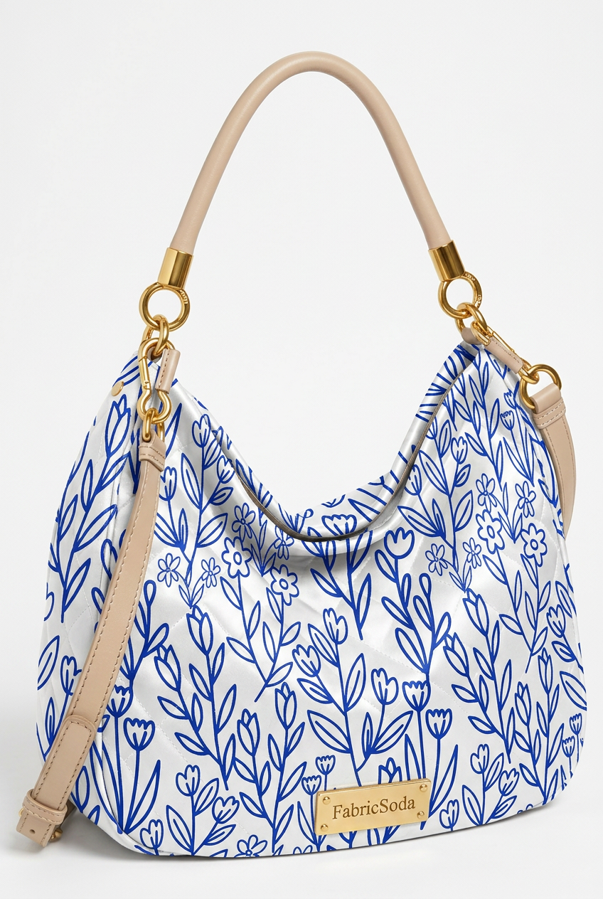 FS024 Blue Line Art Floral Seamless Pattern