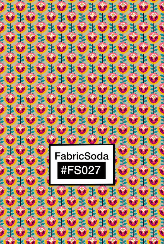 FS027 Beige Geometric Floral Seamless Pattern