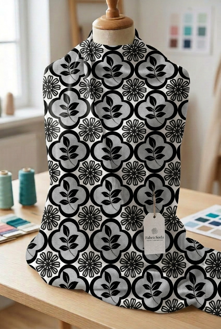 FS029 Black Floral Lace Seamless Pattern