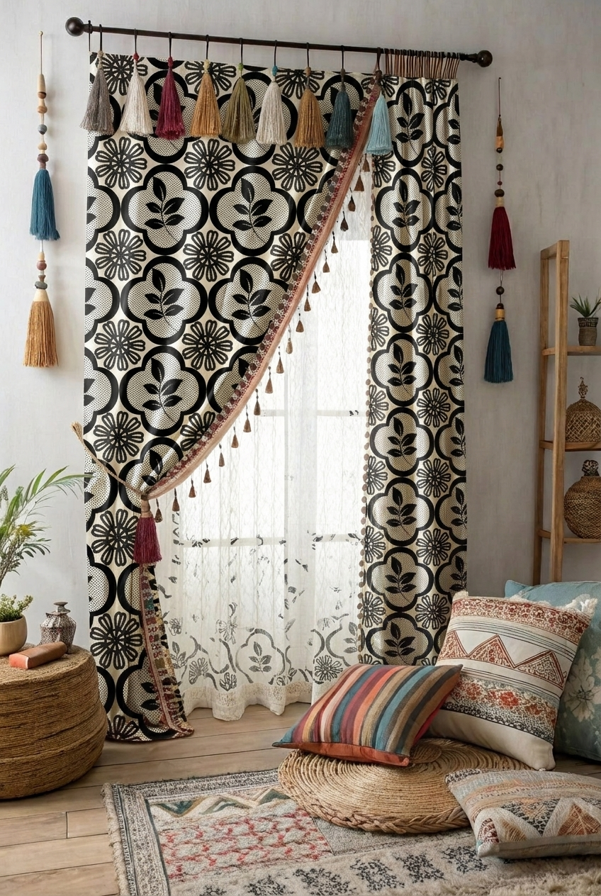 FS029 Black Floral Lace Seamless Pattern
