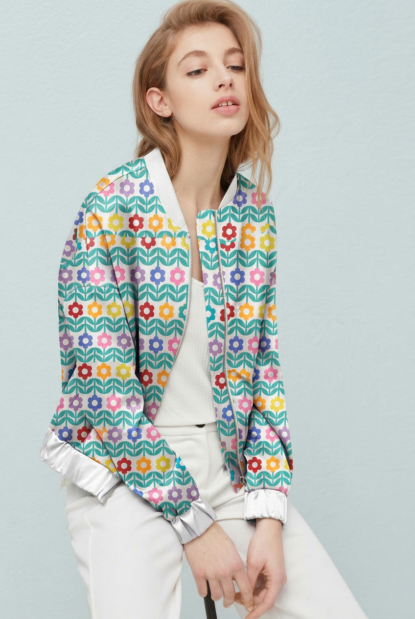 FS035 Rainbow Flower Printed Fabric