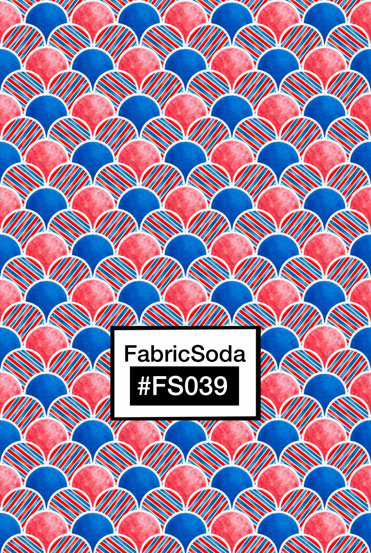 FS039 Red White Blue Japanese Scallops Seamless Pattern