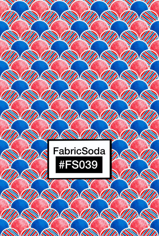 FS039 Red White Blue Japanese Scallops Seamless Pattern