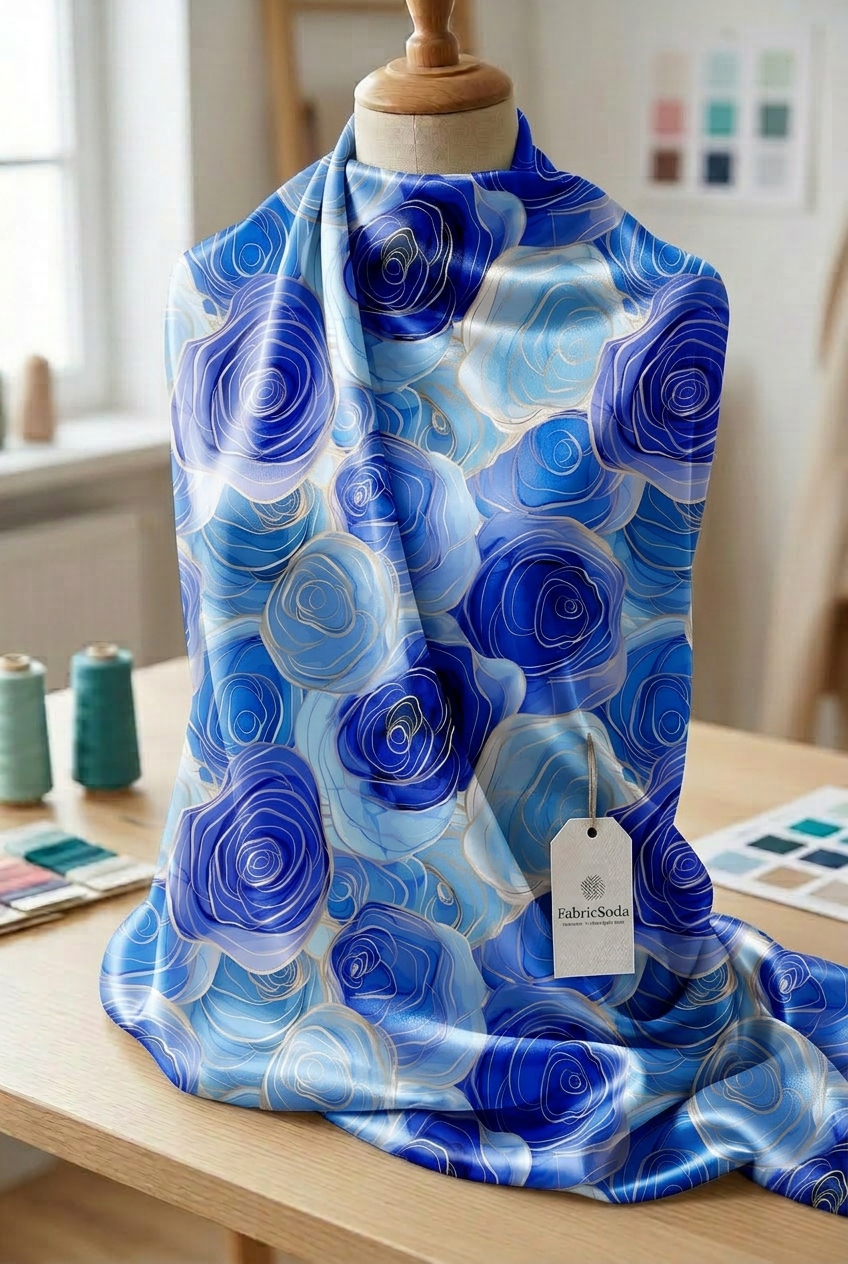 FS040 Watercolour Blue Floral Seamless Pattern