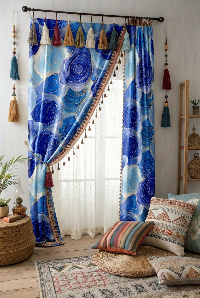 FS040 Watercolour Blue Floral Seamless Pattern 