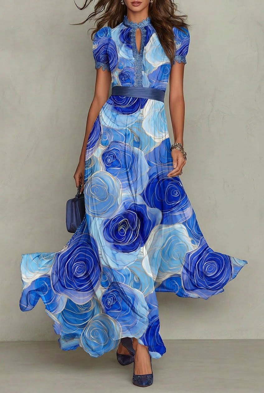 FS040 Watercolour Blue Floral Seamless Pattern 