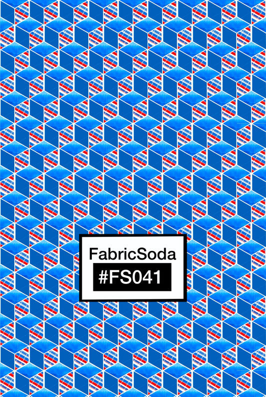 FS041 Blue Cube Geometric Seamless Pattern