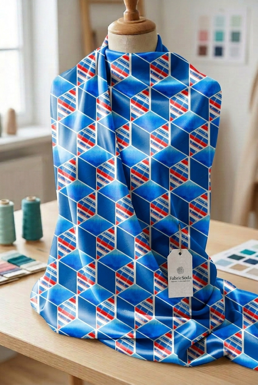 FS041 Blue Cube Geometric Seamless Pattern