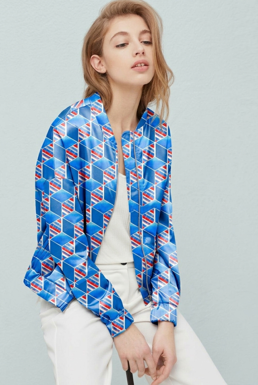 FS041 Blue Cube Geometric Seamless Pattern