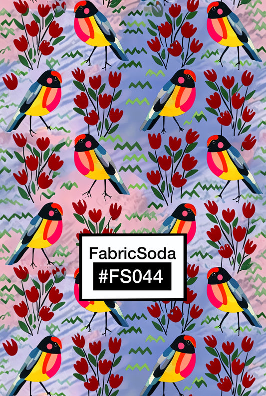 FS044 Purple Bird Floral Seamless Pattern