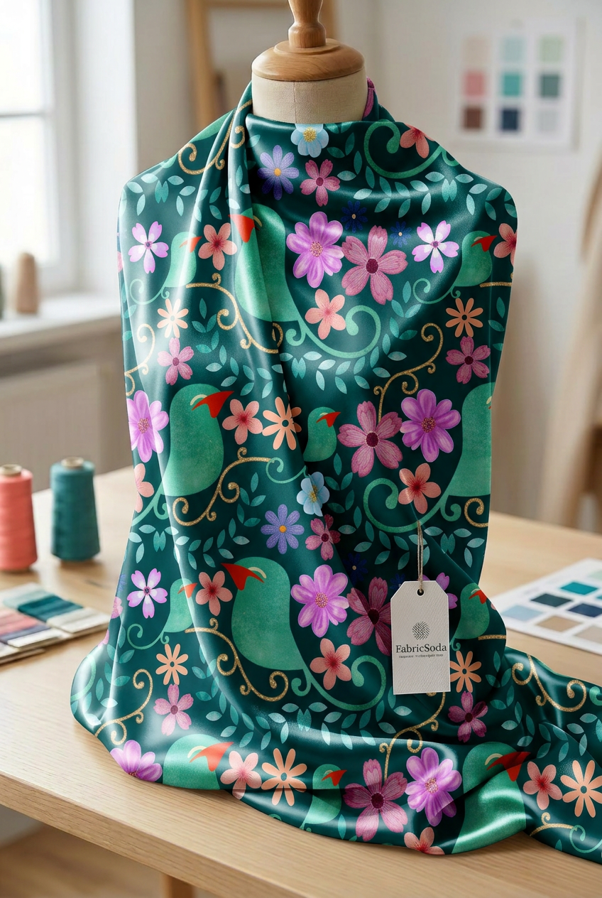 FS048 Calm Bird Floral Seamless Pattern