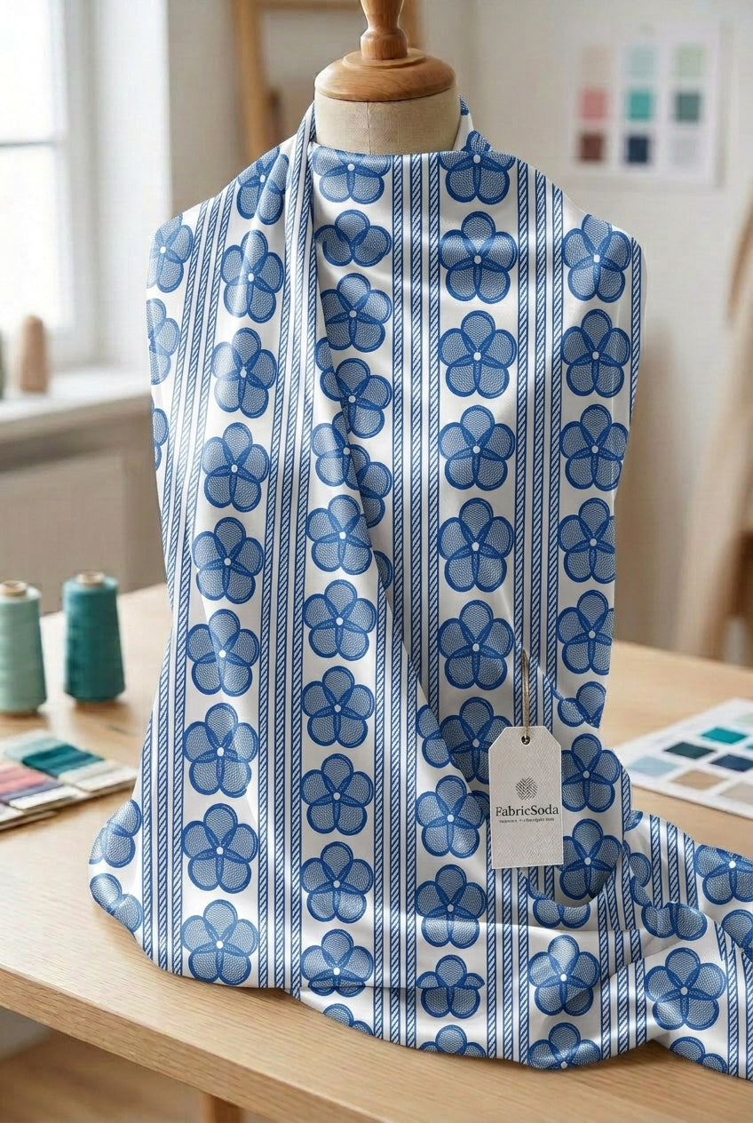FS049 Blue Floral Lace Seamless Pattern