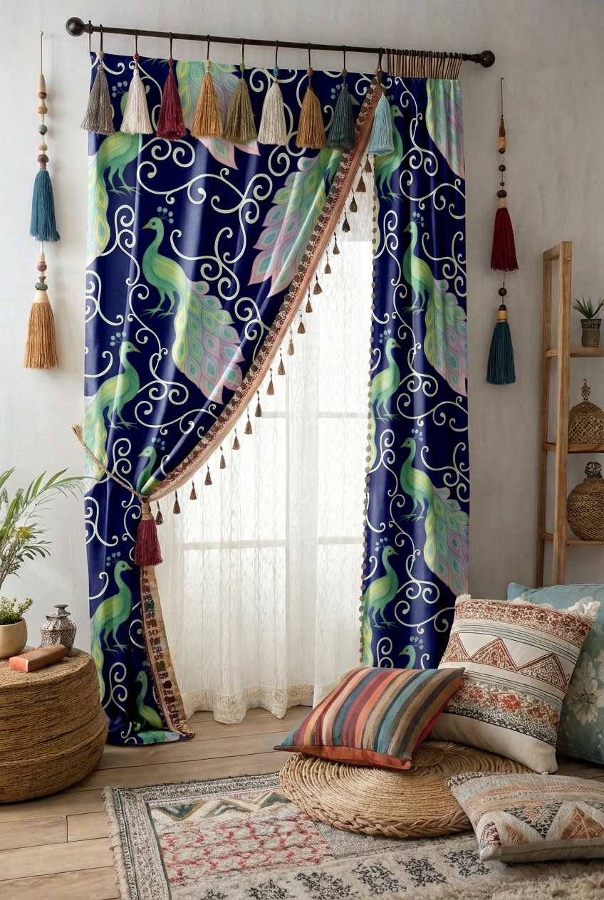 FS050 Navy Peacock Seamless Pattern