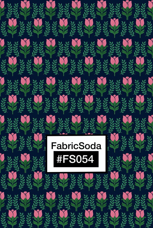 FS054 Green and Pink Floral Seamless Pattern