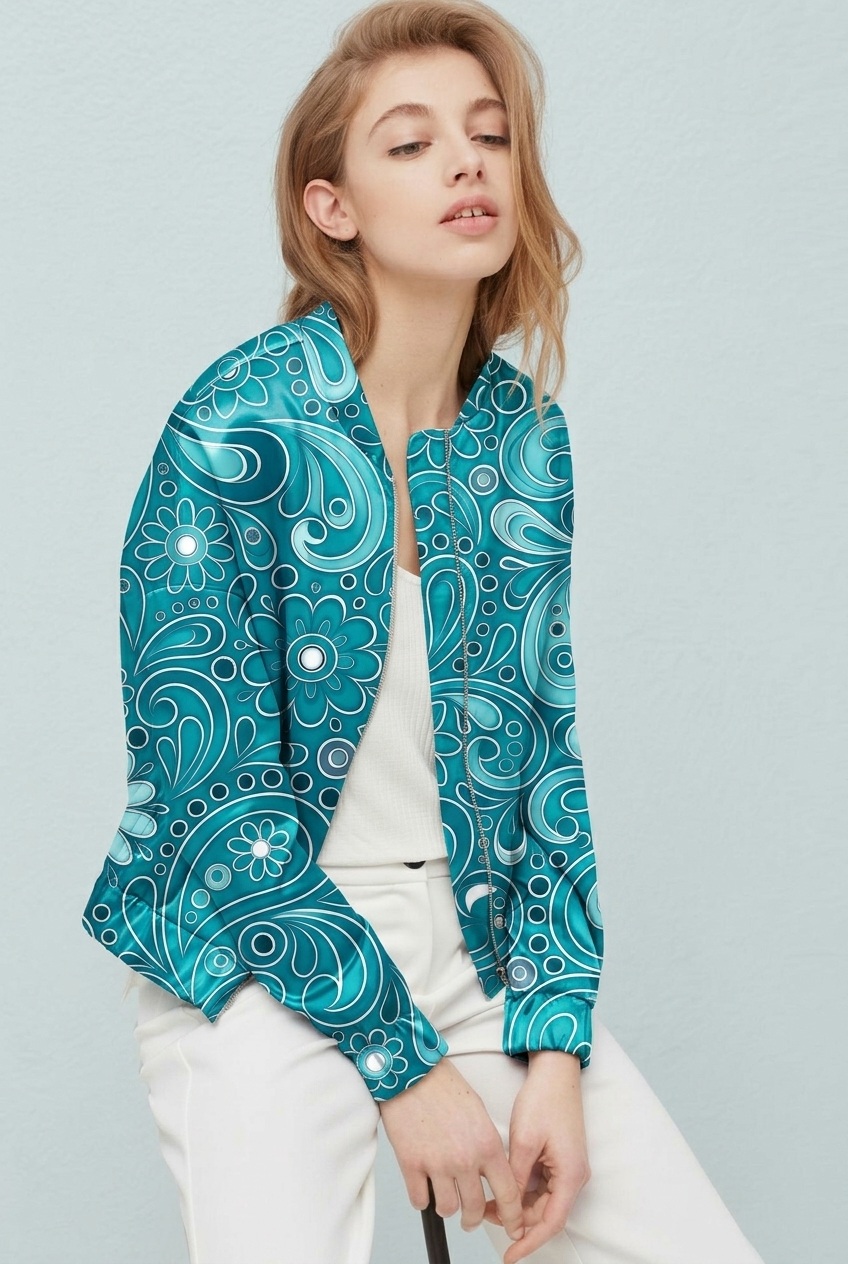 FS055 Teal Green Paisley Seamless Pattern