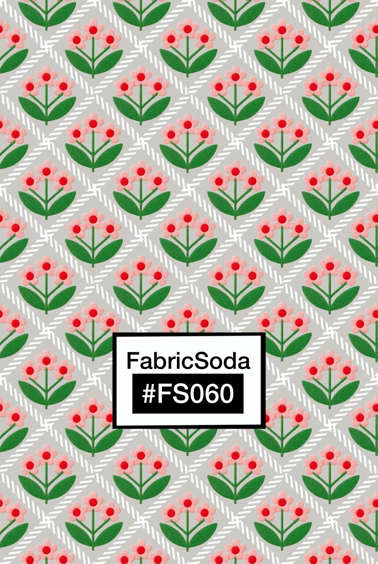 FS060 White Flower Checkered Seamless Pattern