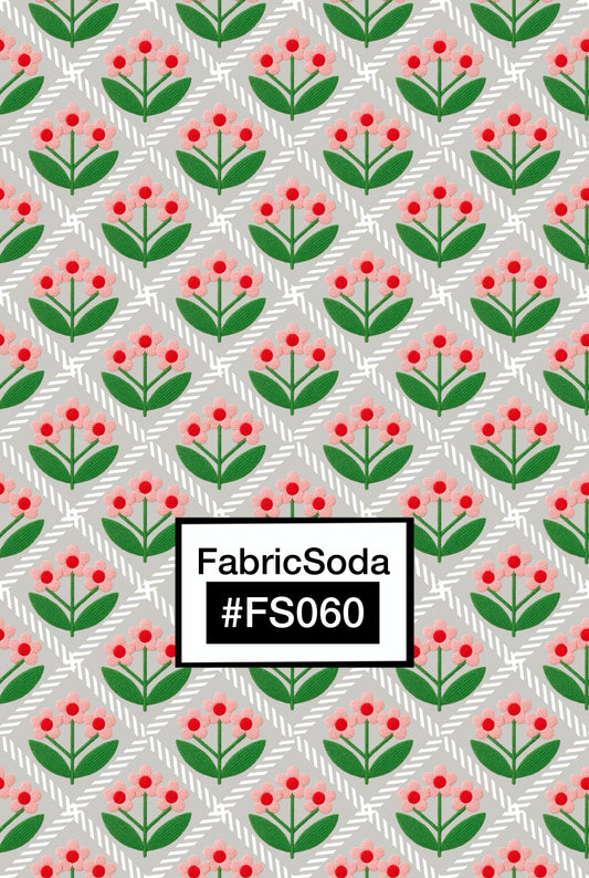 FS060 White Flower Checkered Seamless Pattern