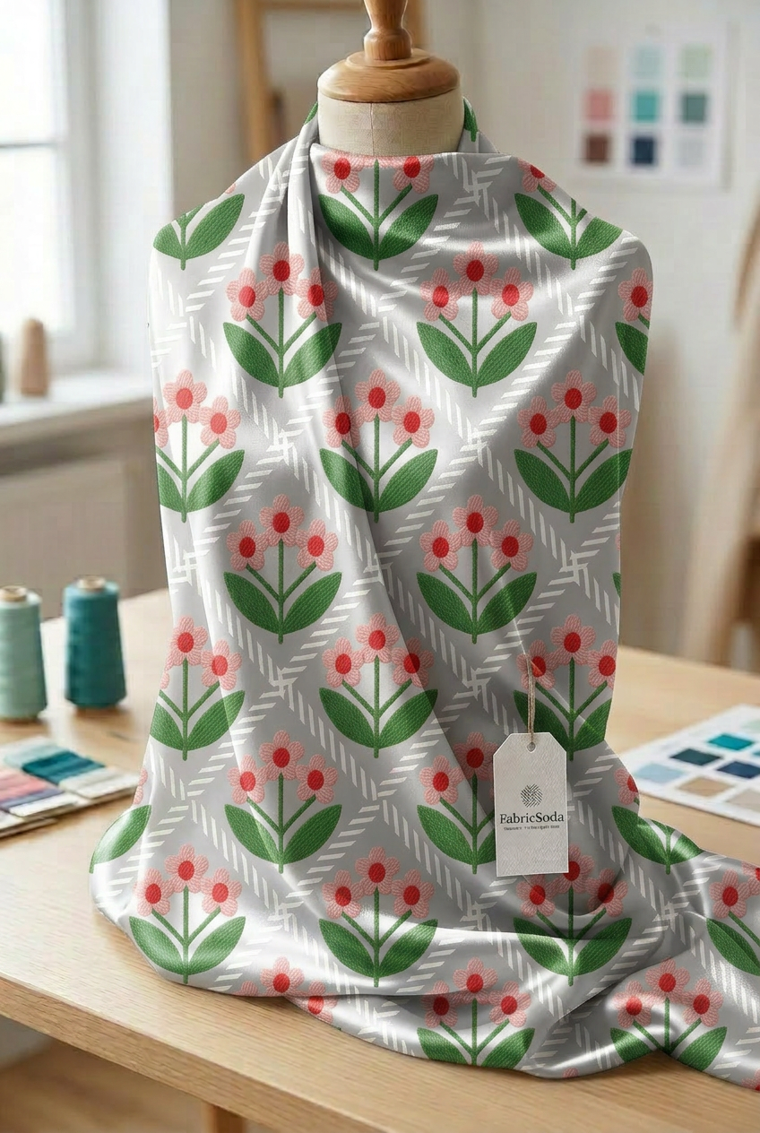 FS060 White Flower Checkered Seamless Pattern