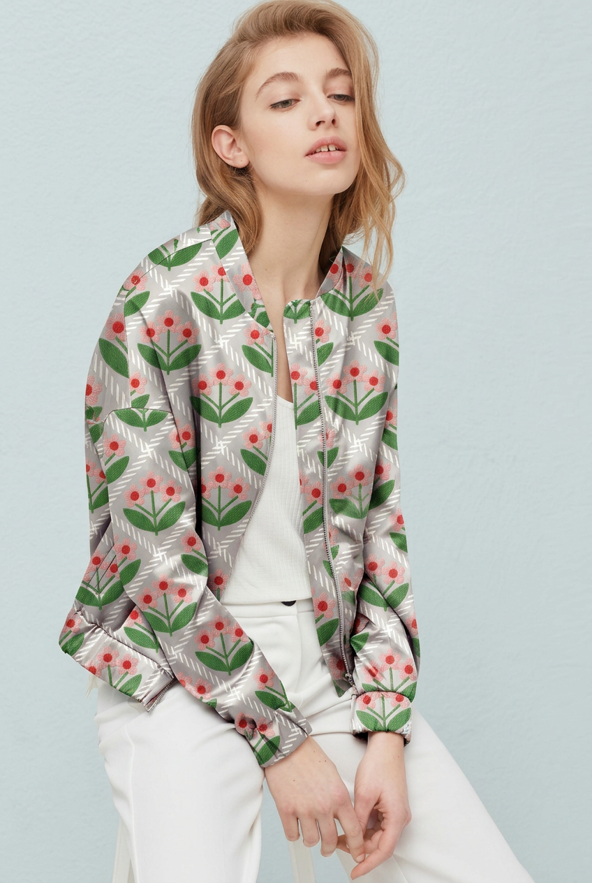 FS060 White Flower Checkered Seamless Pattern