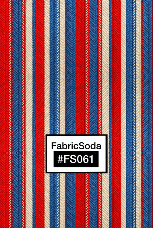 FS061 Red White Blue Embroidery Effect Striped Seamless Pattern
