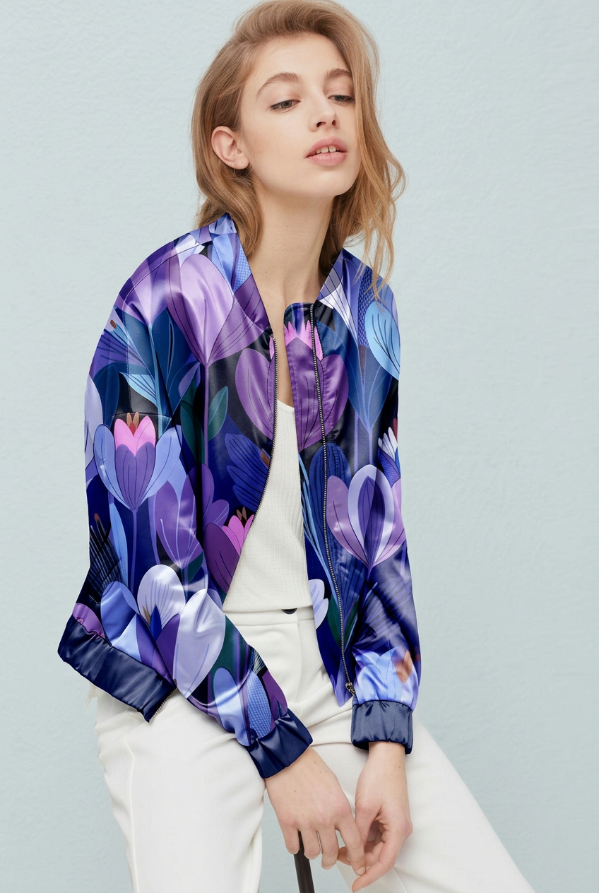 FS063 Purple Floral Printed Fabric