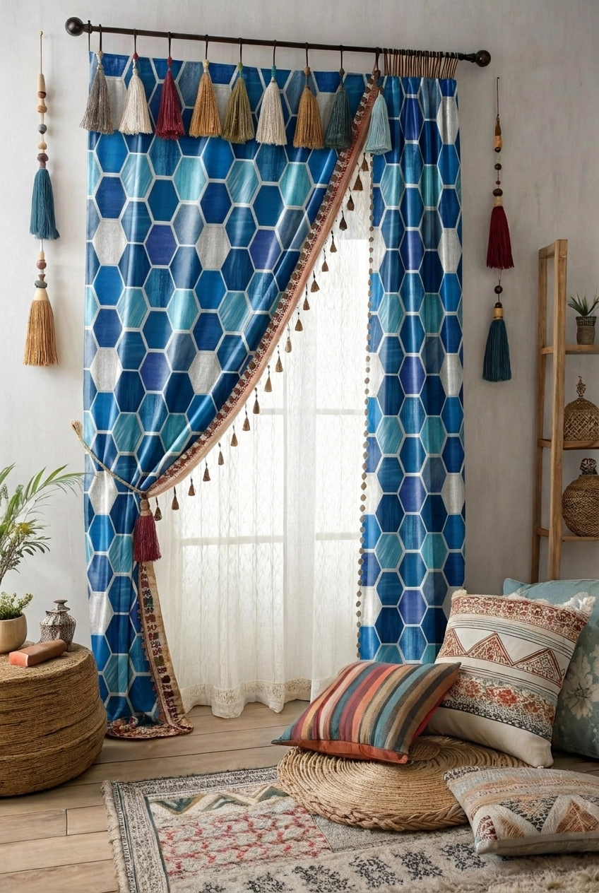FS070 Blue Shades Geometric Seamless Pattern