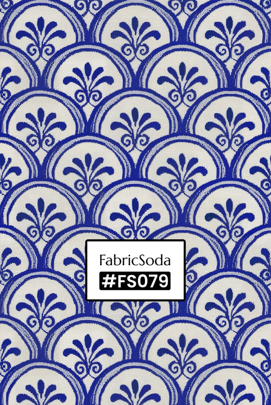 FS079 Japanese Waves Blue Floral Seamless Pattern