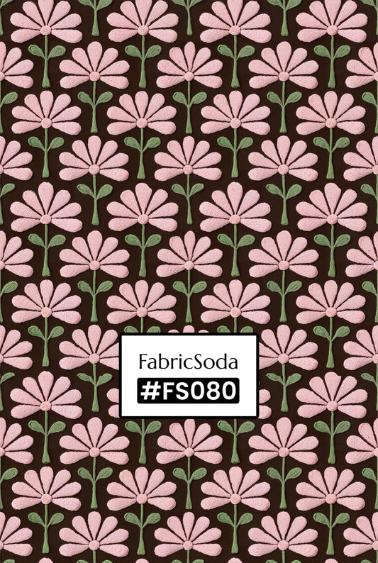 FS080 Pink Flower Embroidery Effect Seamless Pattern