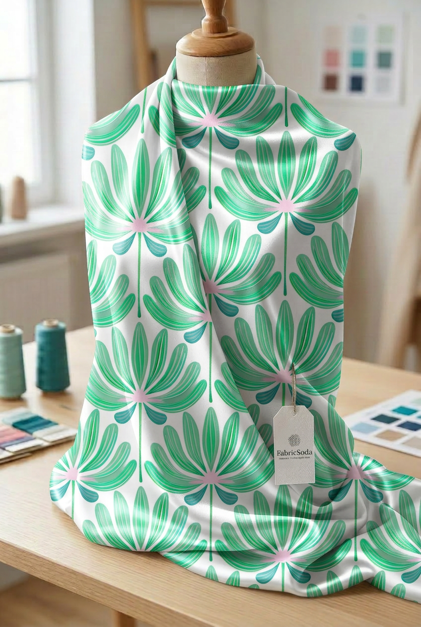 FS085 Light Green Floral Seamless Pattern