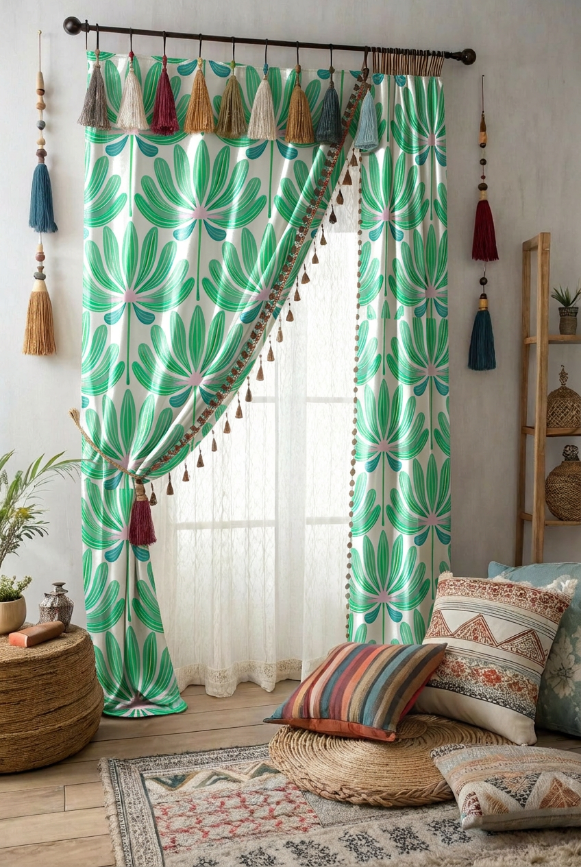 FS085 Light Green Floral Seamless Pattern