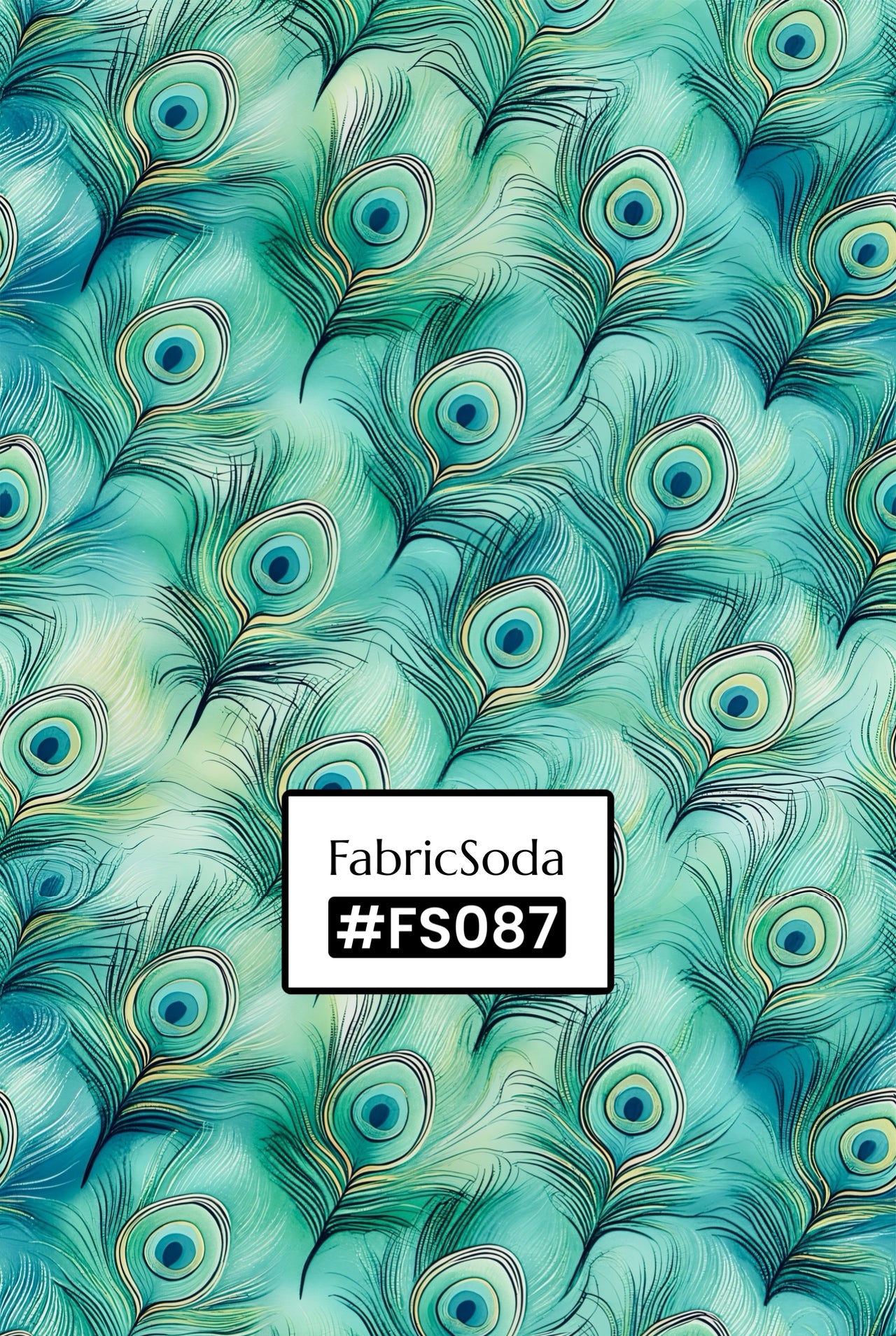 FS087 Soft Teal Peacock feather Seamless Pattern