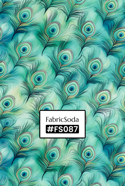 FS087 Soft Teal Peacock feather Seamless Pattern